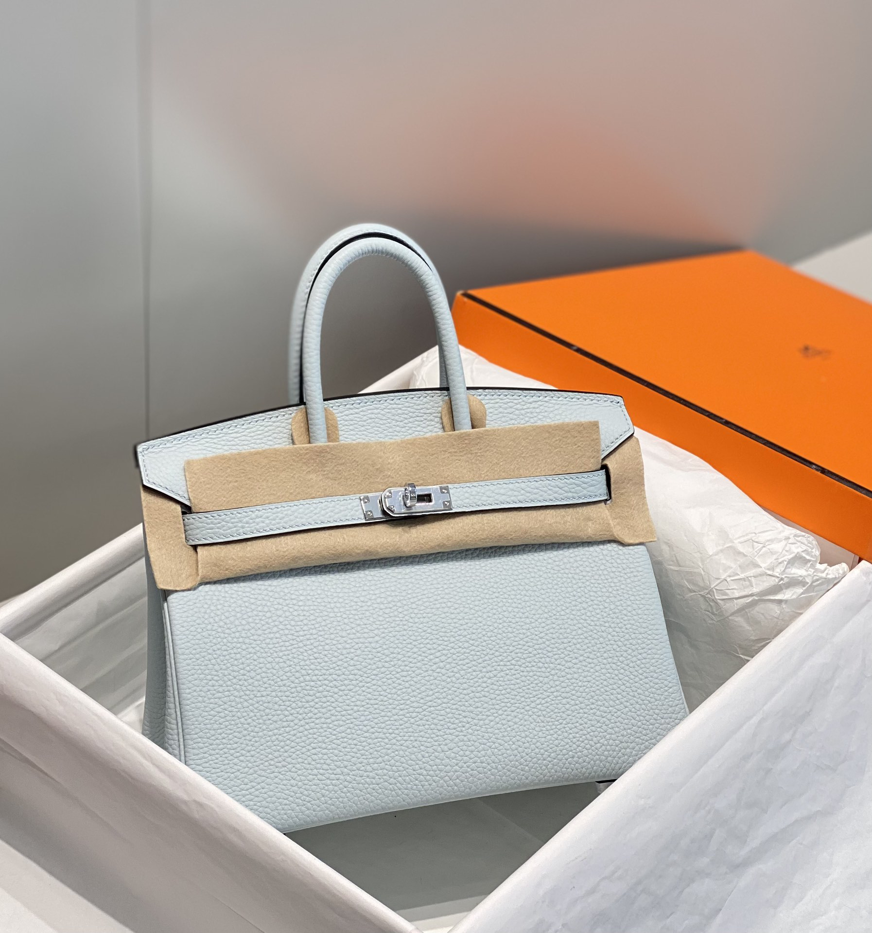 [TOP] HERMES Birkin Togo Leather 25cm - Bleu Pale & SHW