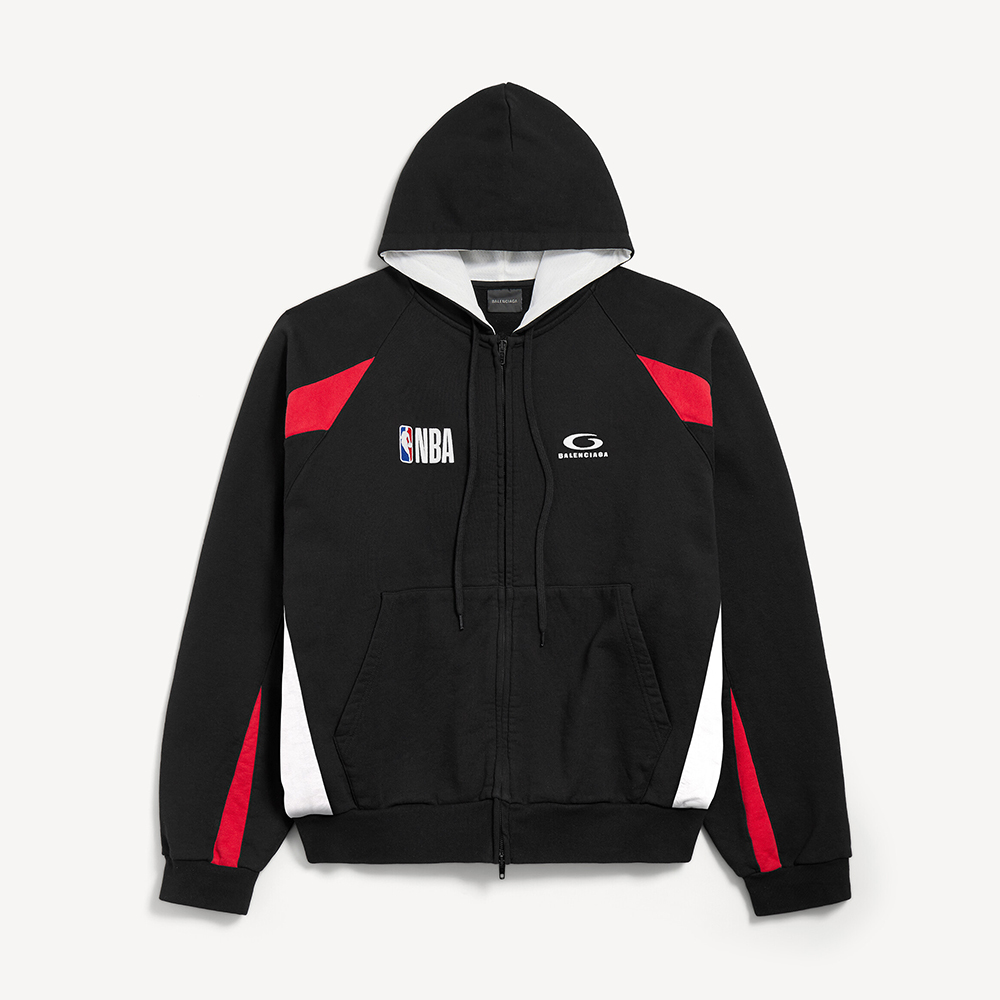 Balenciaga black Clothing Balenciaga Men's Balenciaga NBA Collaboration Oversized Zip-up Hoodie in Black multicolor View 2 |