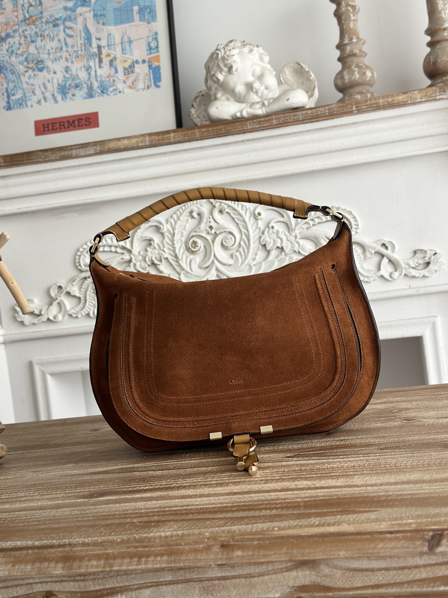 [TOP] Chloe Marcie Bag Suede Leather 37*25*9.5cm - Brown - 711 Luxury