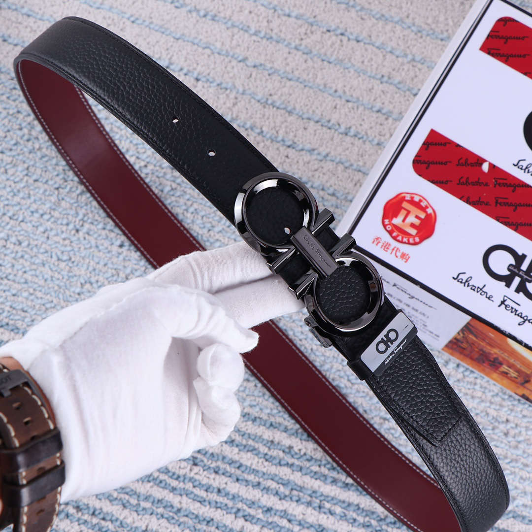 [TOP] Ferragamo Men's Belt 3.5cm - Black - 711 Luxury