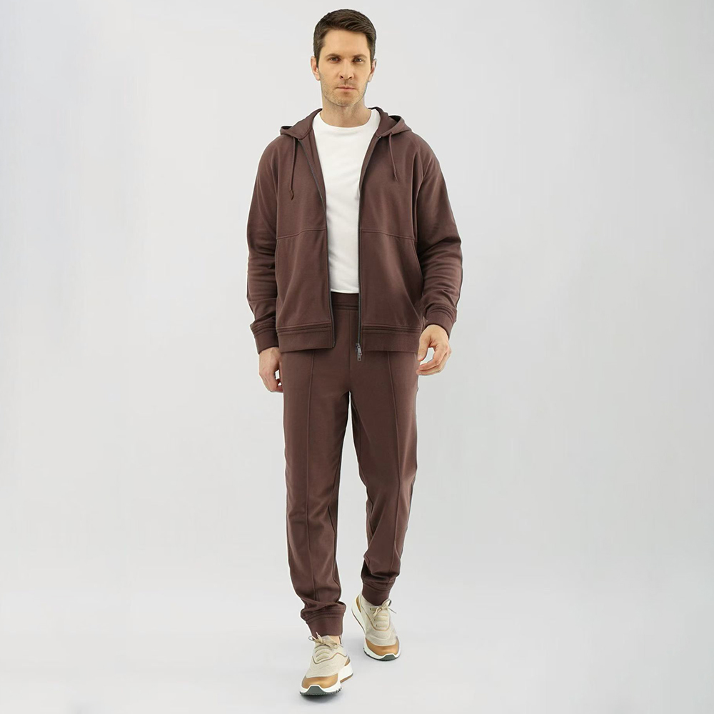 Designer Clothing Zegna Solid Color Cotton Casual Hooded Zipper Sweatshirt and Pants | Nigo Office