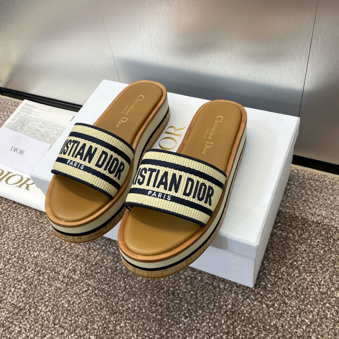[TOP] Christian Dior IVIETA AY Slippers - Navy Blue - 711 Luxury