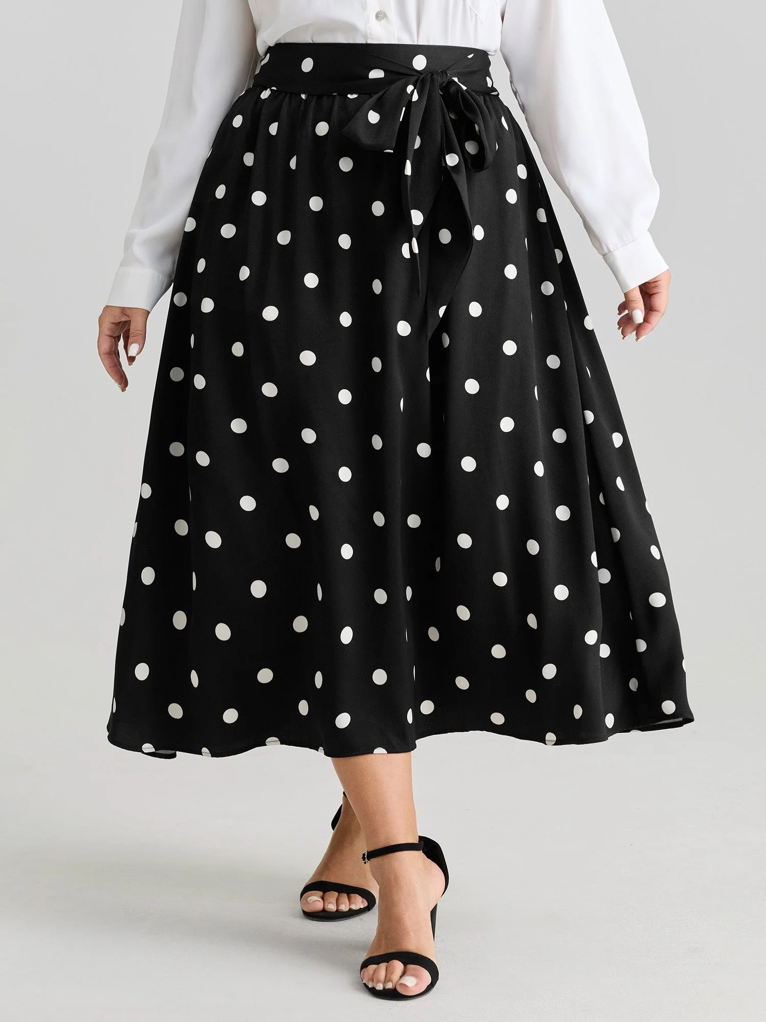 Polka Dot Charm Pleated Maxi Skirt