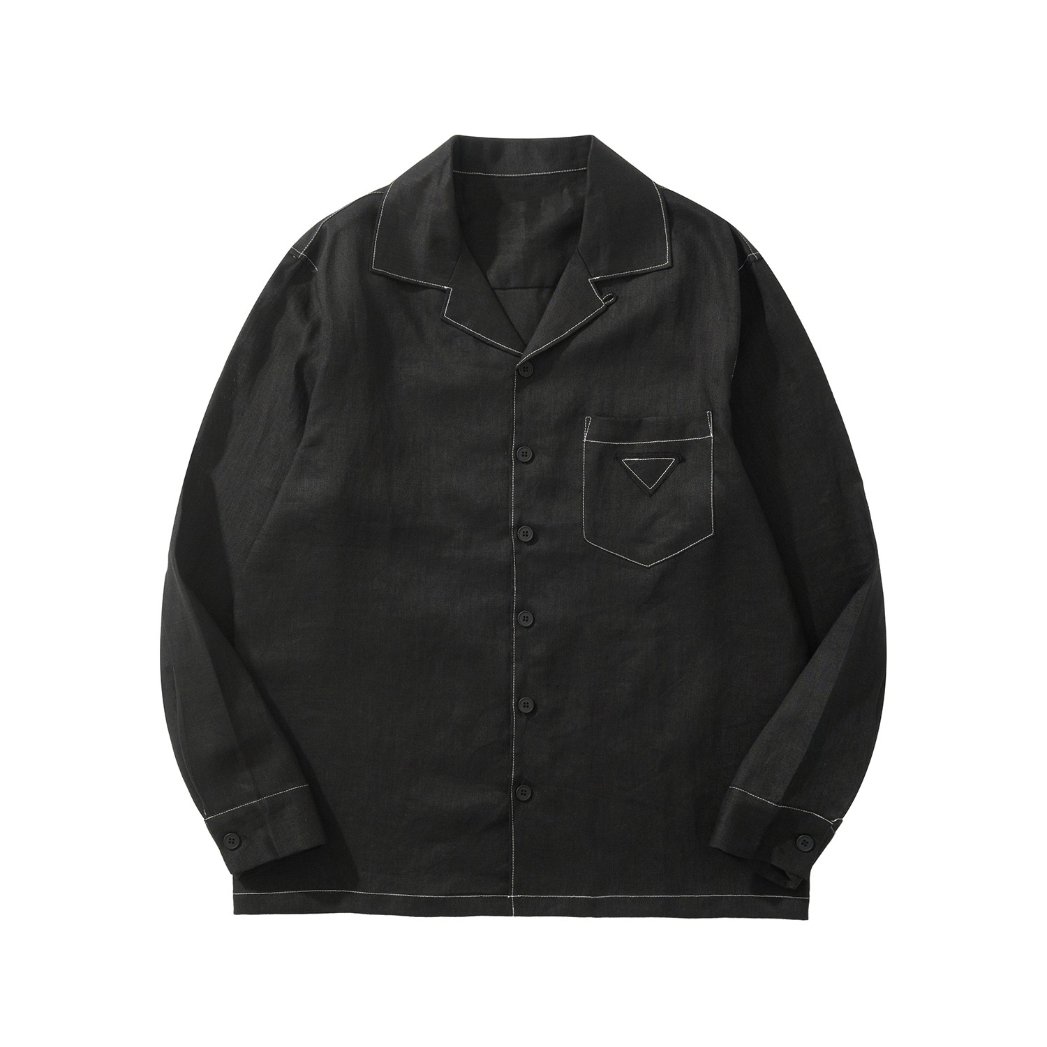 Prada Clothing PRADA Linen Shirt With Embroidered Patch Pockets, Triangle Lapels #390155 | Nigo Office