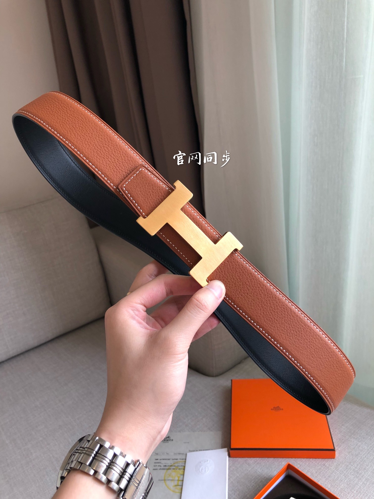 [TOP] HERMES Men's Calfskin Belt 38mm - Black and Brown - 711 Luxury