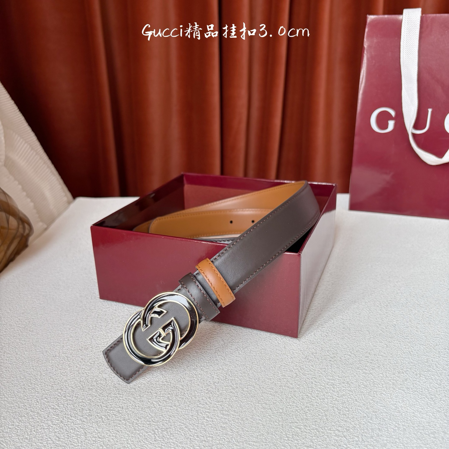 [TOP] GUCCI Belt 3 cm - Caramel - 711 Luxury
