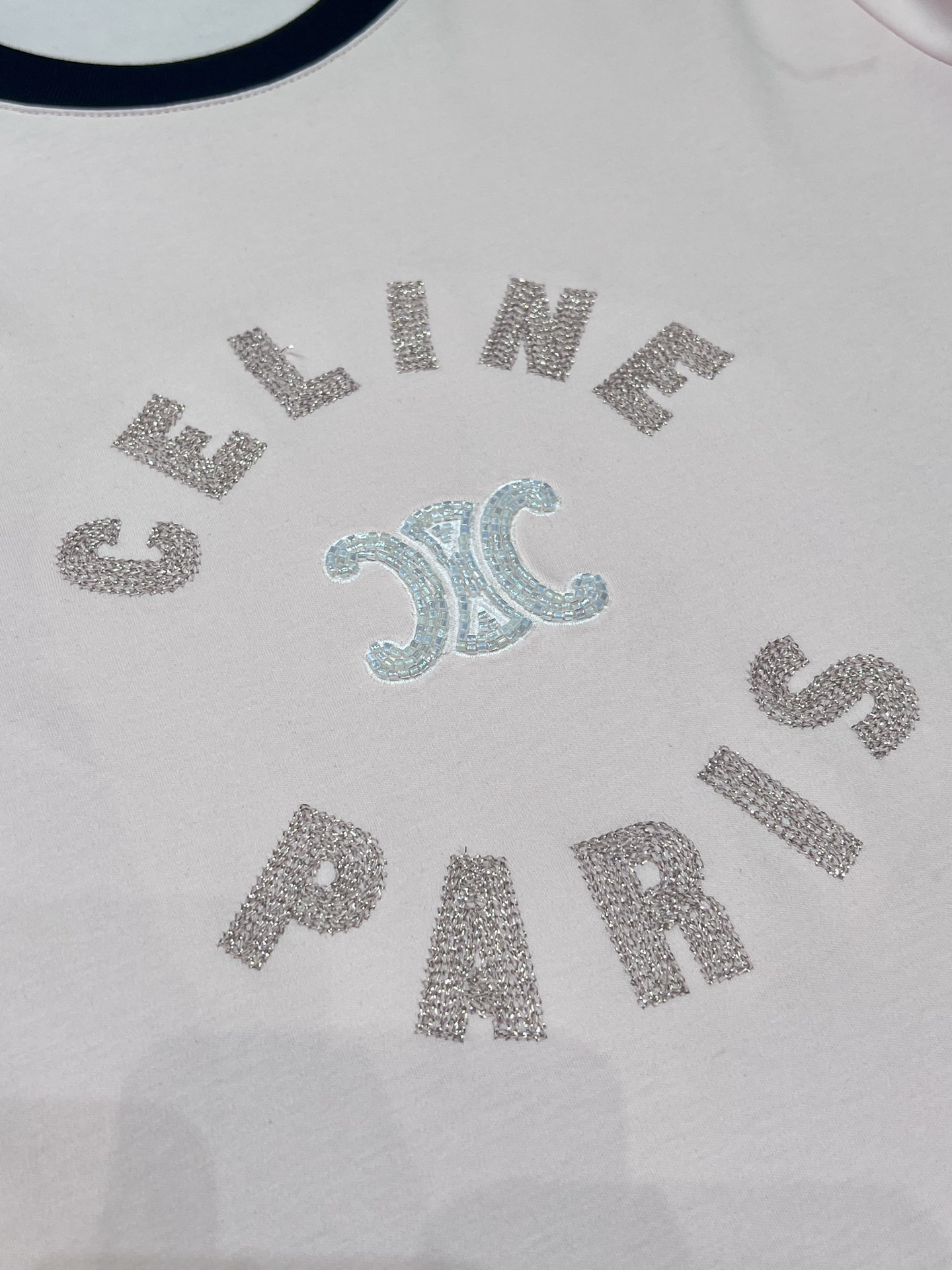 [TOP] CELINE Color Block Collar T-Shirt - Pink