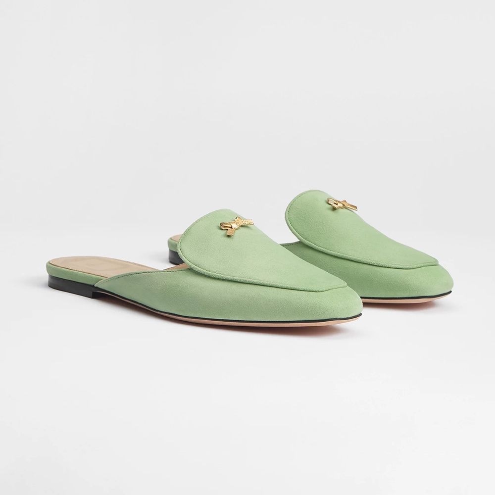Dior Shoes DIOR Baby Bow Mule Pistachio Suede Goatskin | Nigo Office