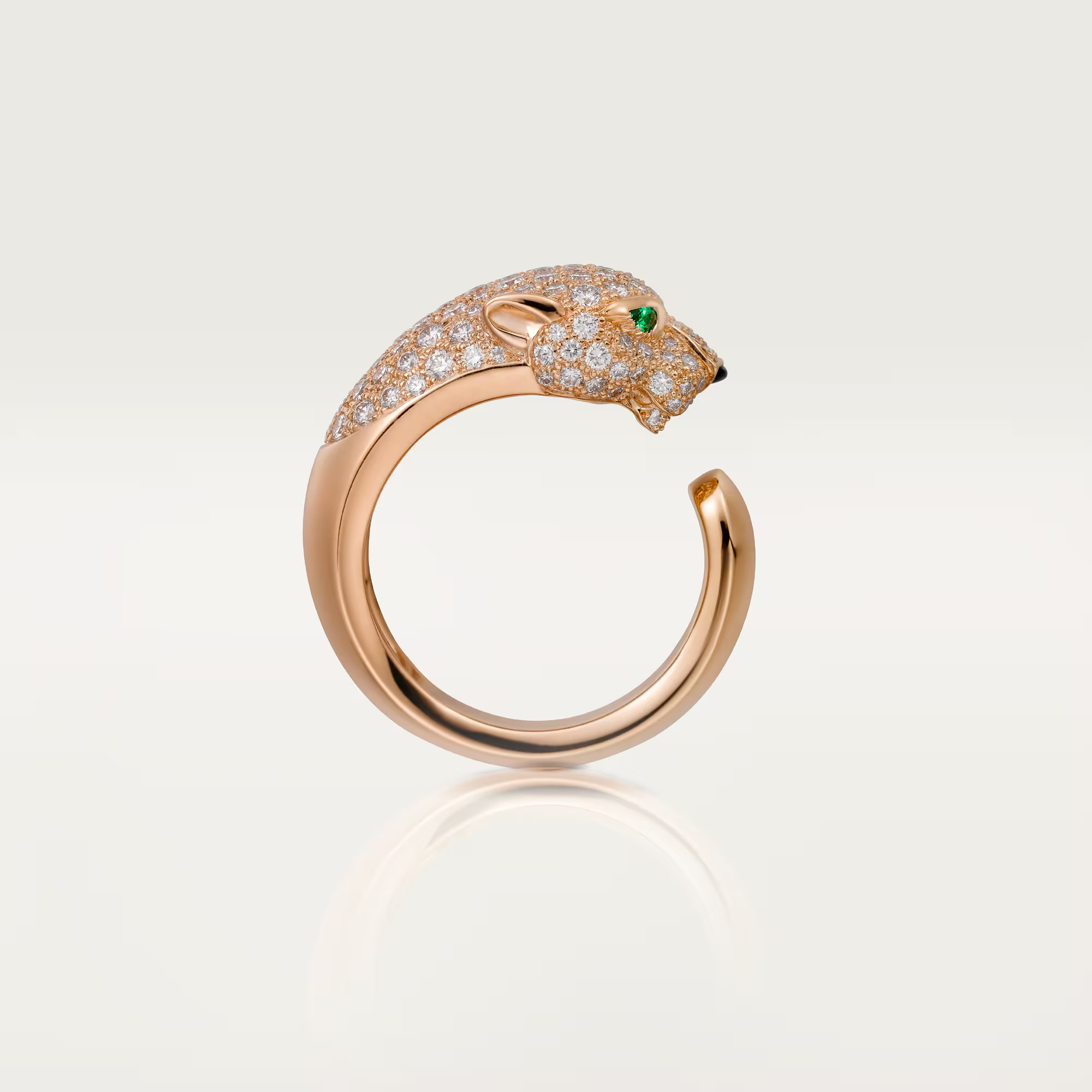 Carty Panther Pure Ring, Rose Gold, Medium Model ,Half-Paved