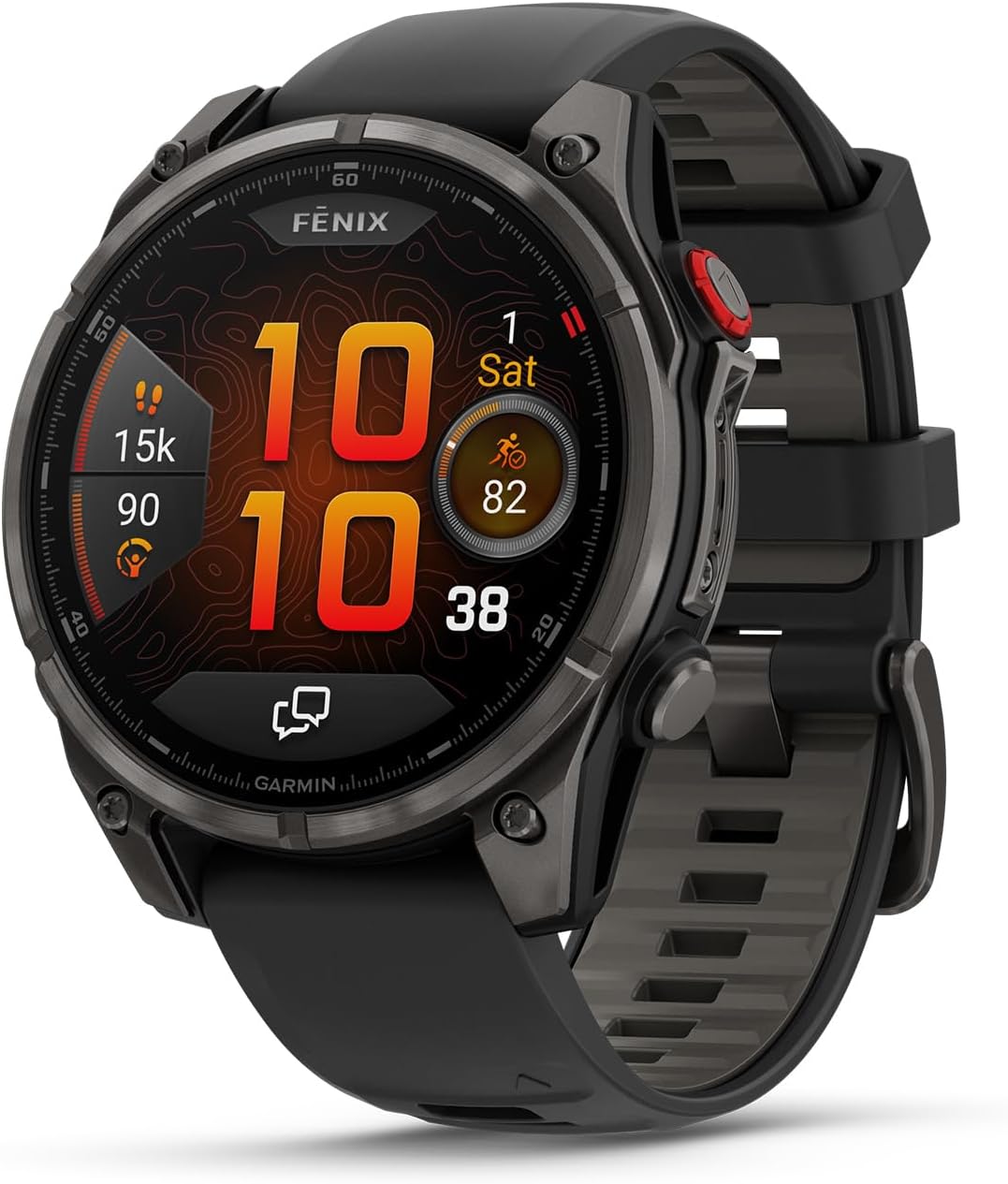 Garmin fēnix® 8 Pro, 51mm, AMOLED Display, Premium Connected Multisport GPS Smartwatch, inReach® Technology, Sapphire, Titanium with Graphite/Black Silicone Band