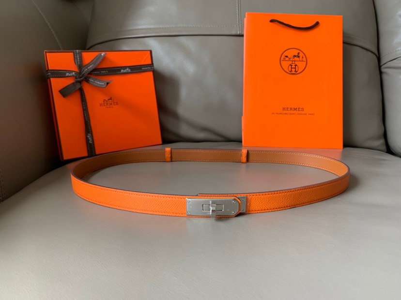 [TOP] HERMES Kelly Calfskin Belt 18mm - Orange - 711 Luxury