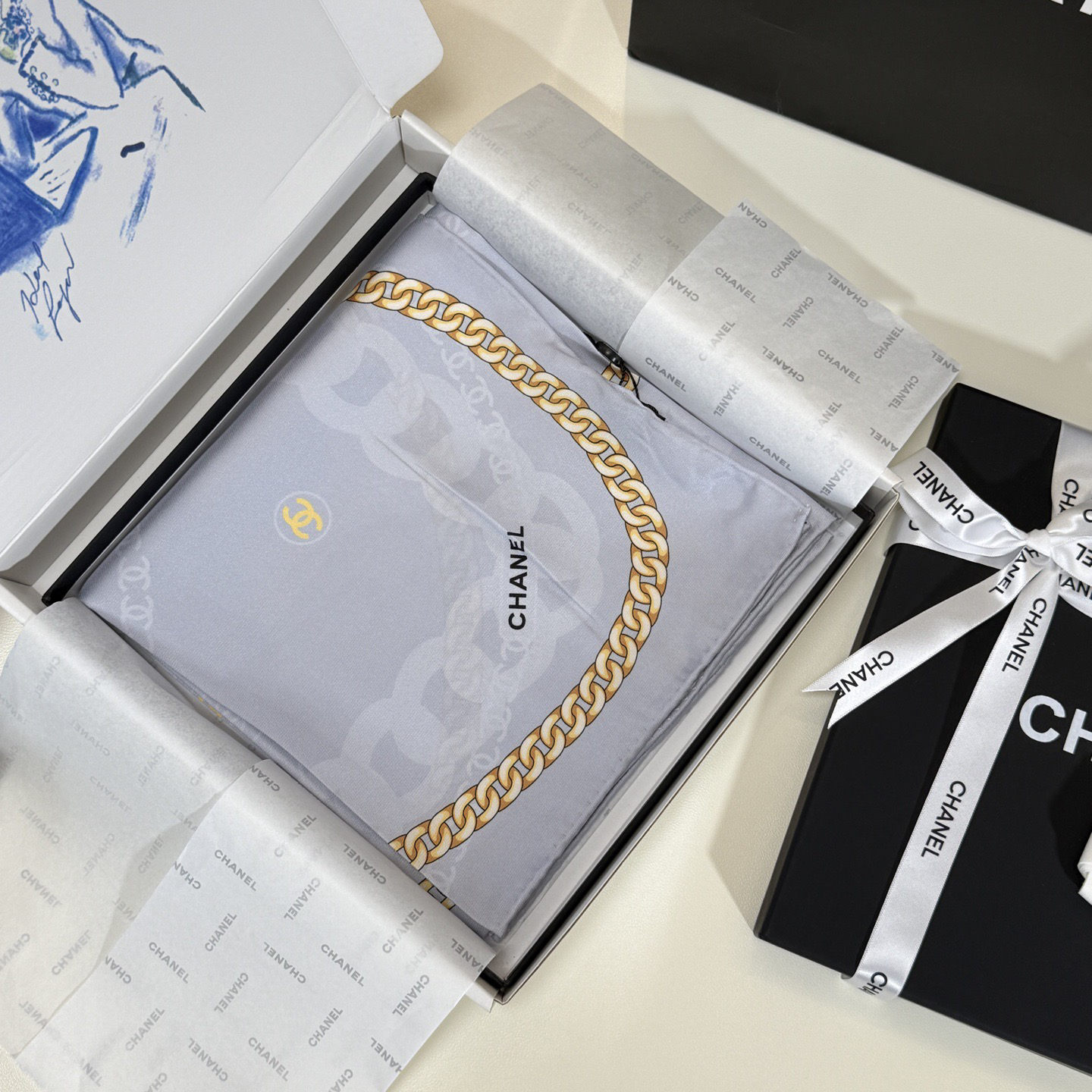[TOP] CHANEL Scarf 90x90 cm - Grey - 711 Luxury