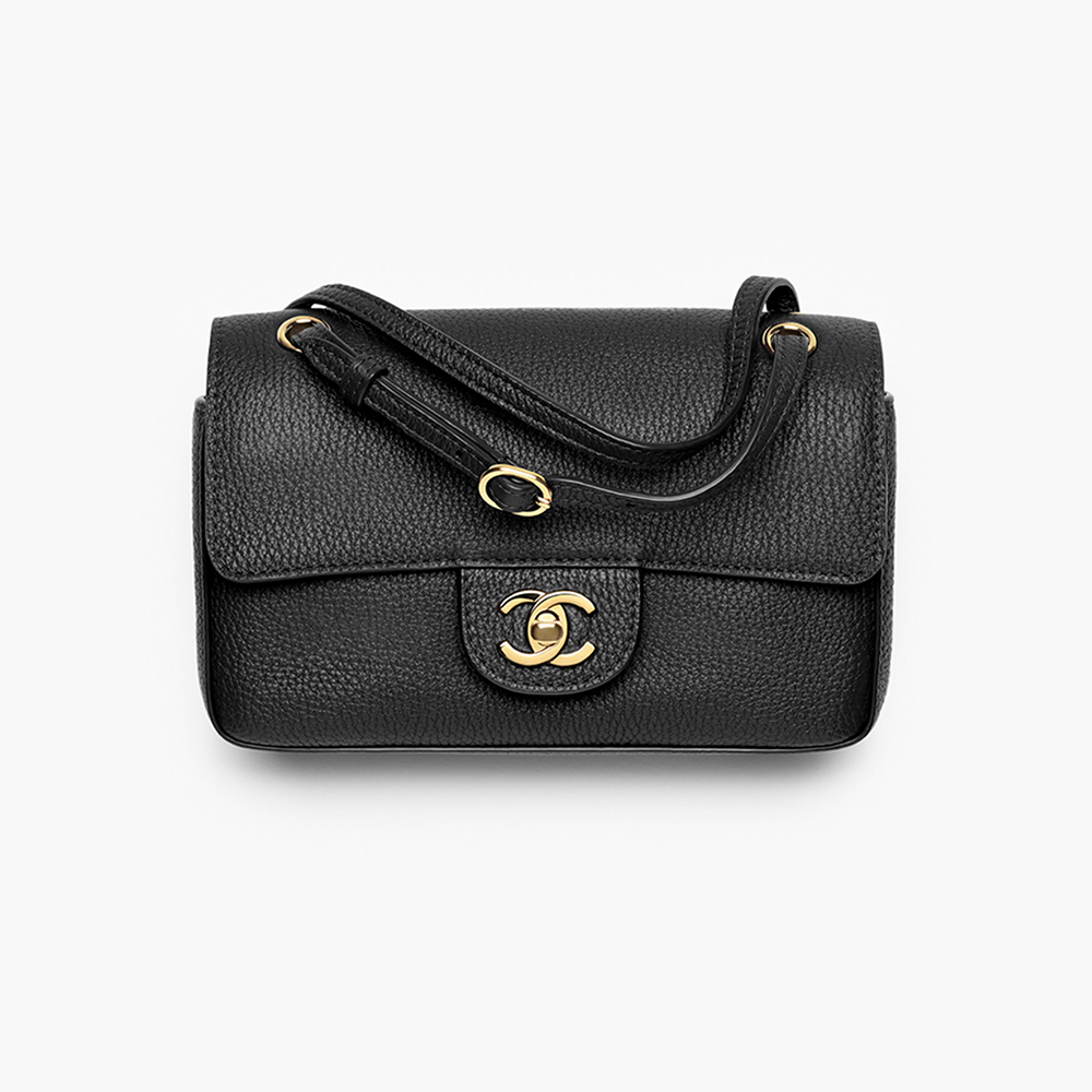 Chanel black Bag CHANEL Mini Flap Bag Grained Calfskin Gold-tone Metal Black #393772 | Nigo Office