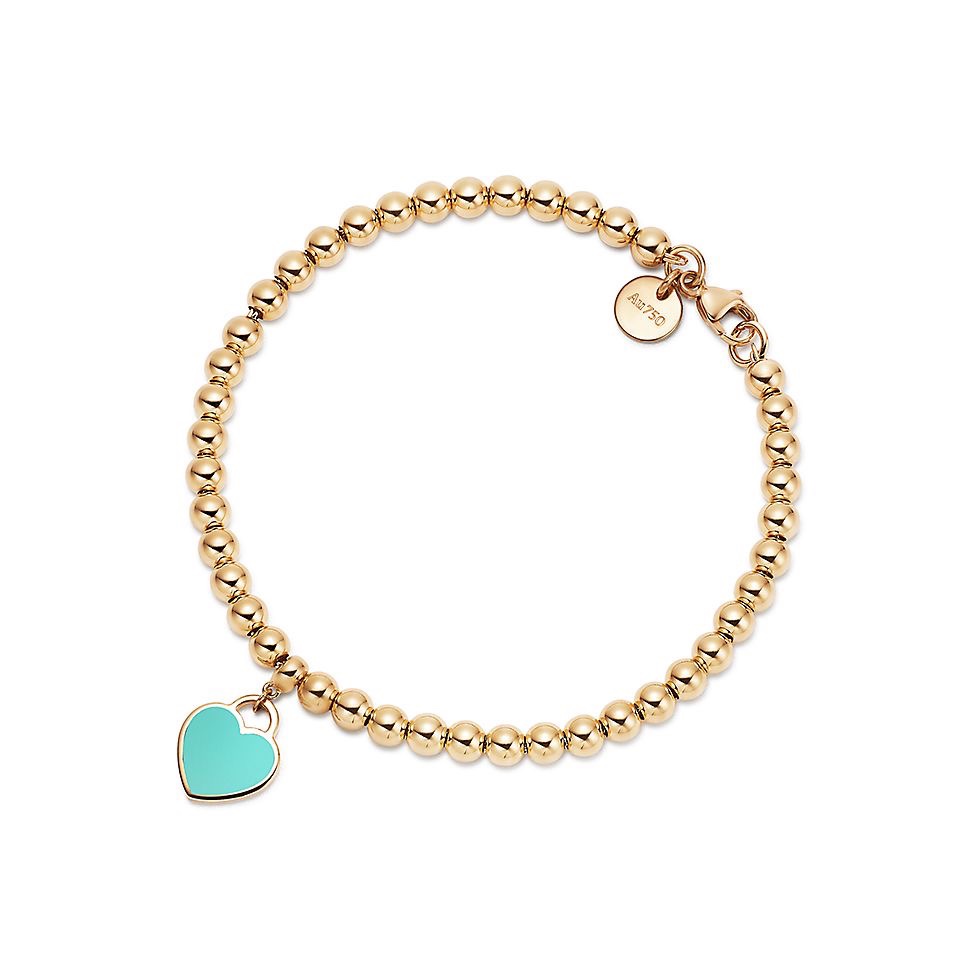 [TOP] Tiffany & Co. Mini Heart Tag Bead Bracelet - Gold - 711 Luxury