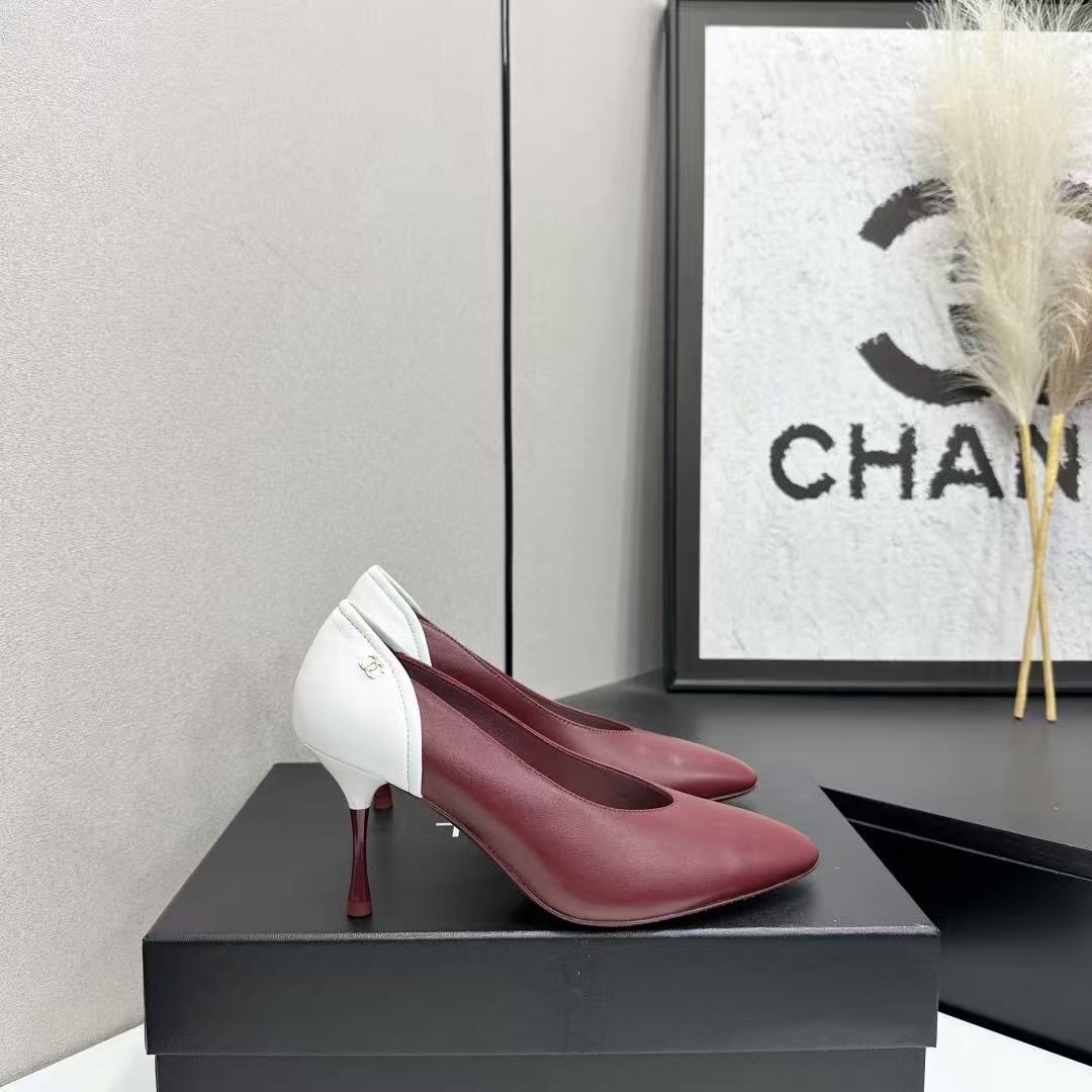 [TOP] CHANEL Height Heel Pumps - White and Red - 711 Luxury
