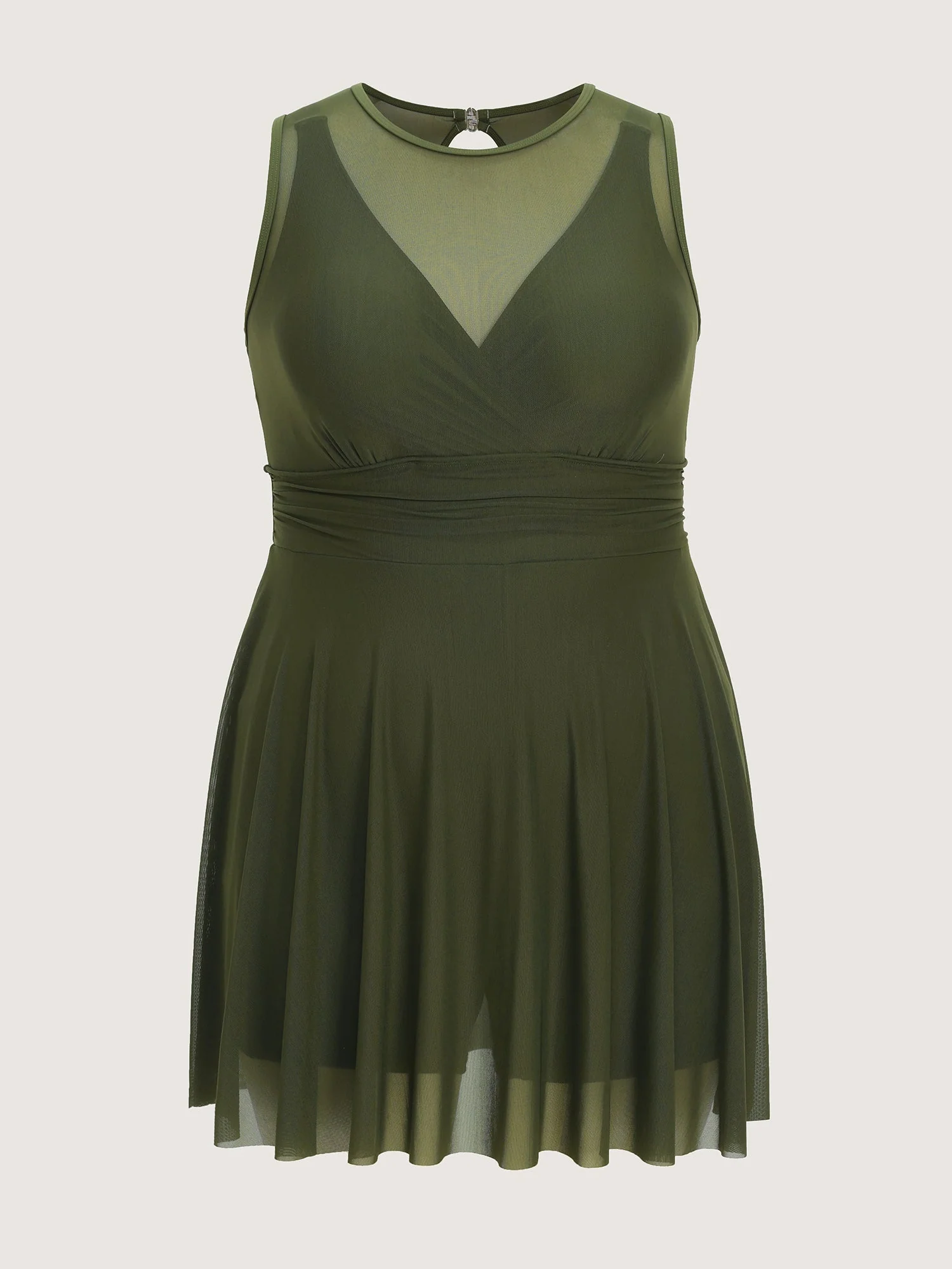 Sheer Open Back Fit And Flare Swim Dress