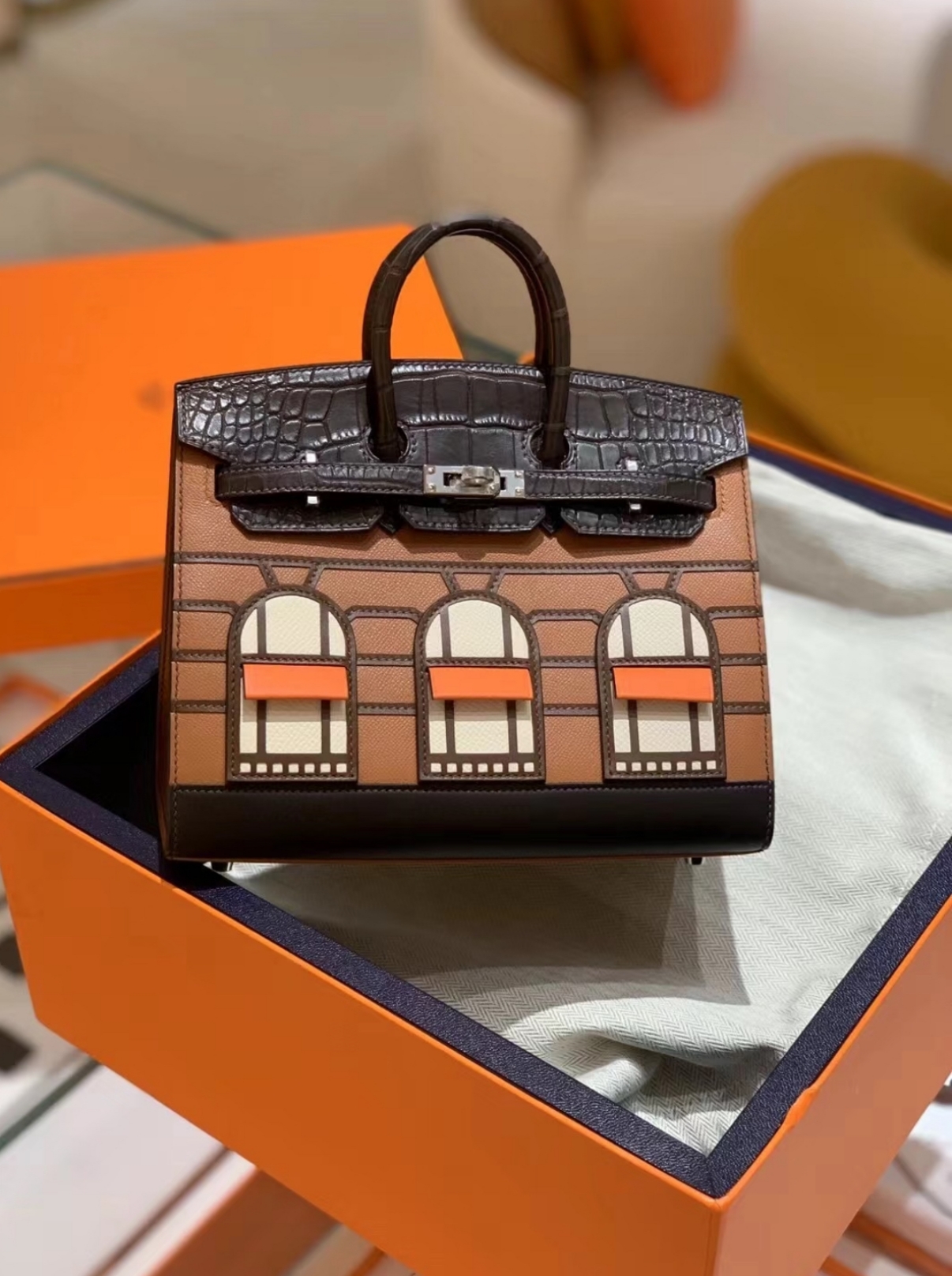 Hermès Advanced customization Birkin 20 crocodile skin brown