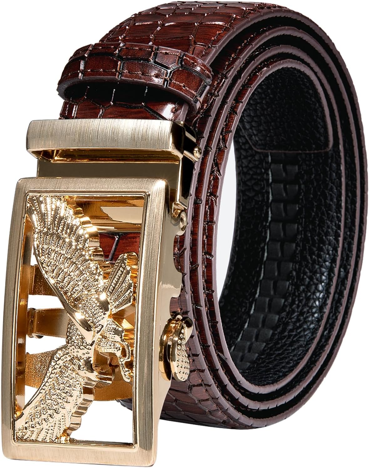 Barry.Wang Mens Belts Leather Ratchet Automatic Buckle Slide Click 1 3/8 Designer Dress Fashion Classic Casual Work Business