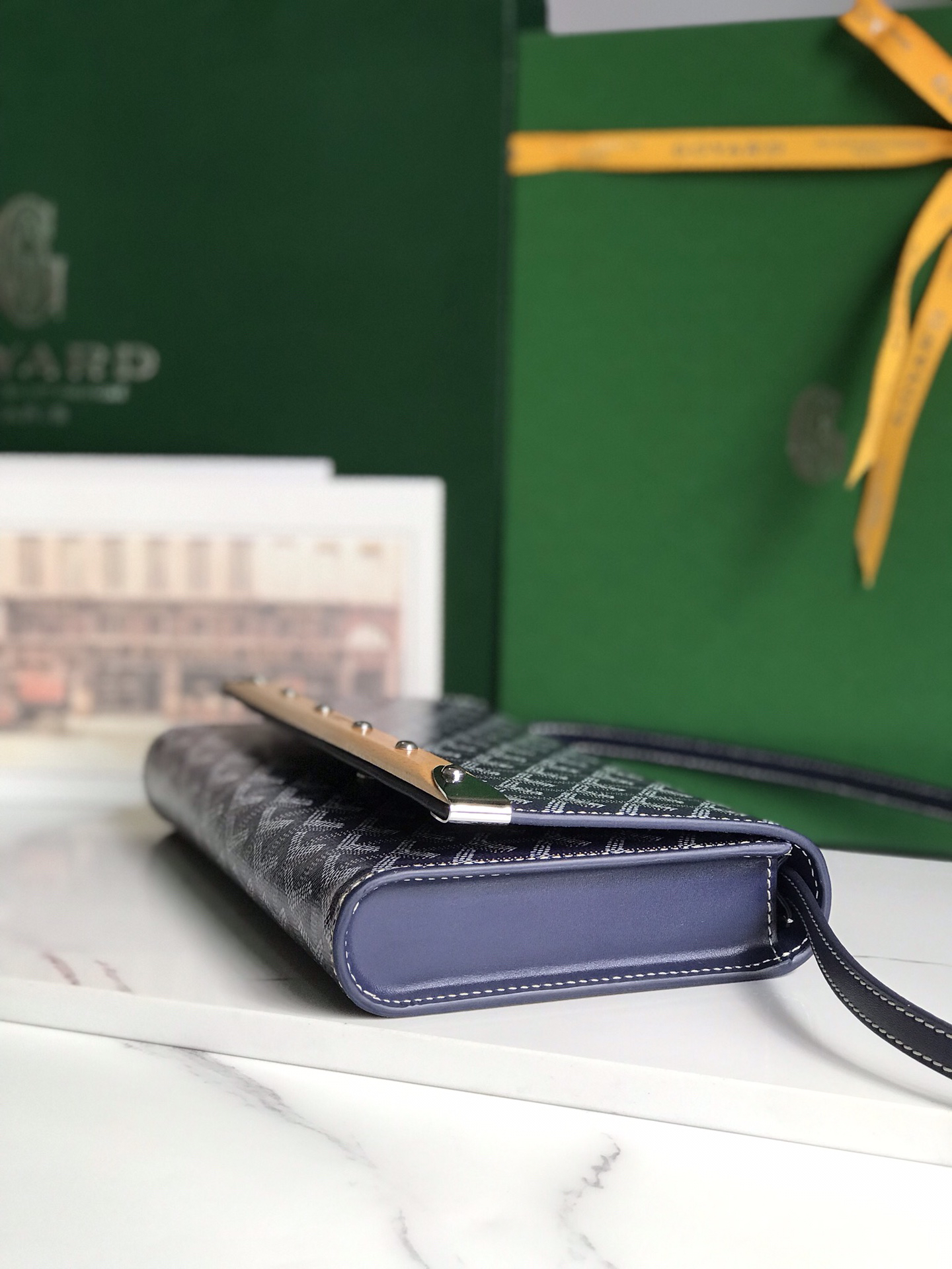 [TOP] Goyard Monte-Carlo Handbag 25×14.5×4cm - Navy Blue & SHW - 711 Luxury