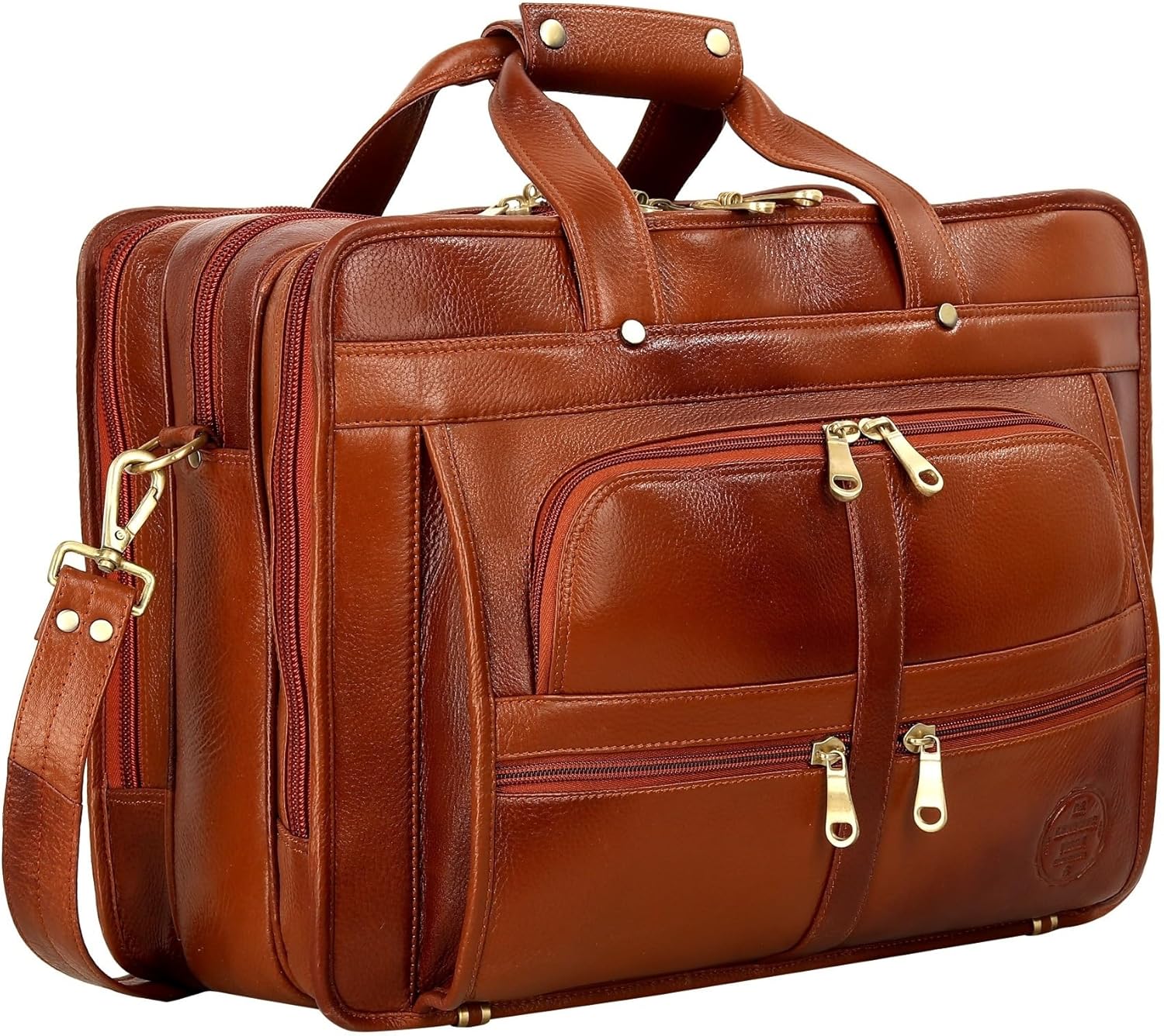 DA LV Full Grain Leather Briefcase for Men - Business Laptop Bag - Imported Handmade Leather Bag - Attache -Men Gifts