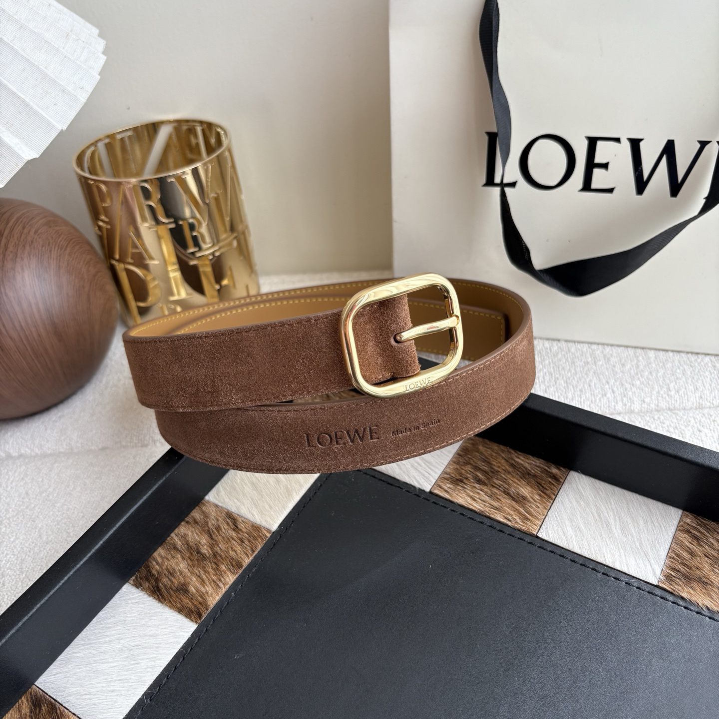 [TOP] LOEWE Leather Belt 3.2cm - Brown - 711 Luxury