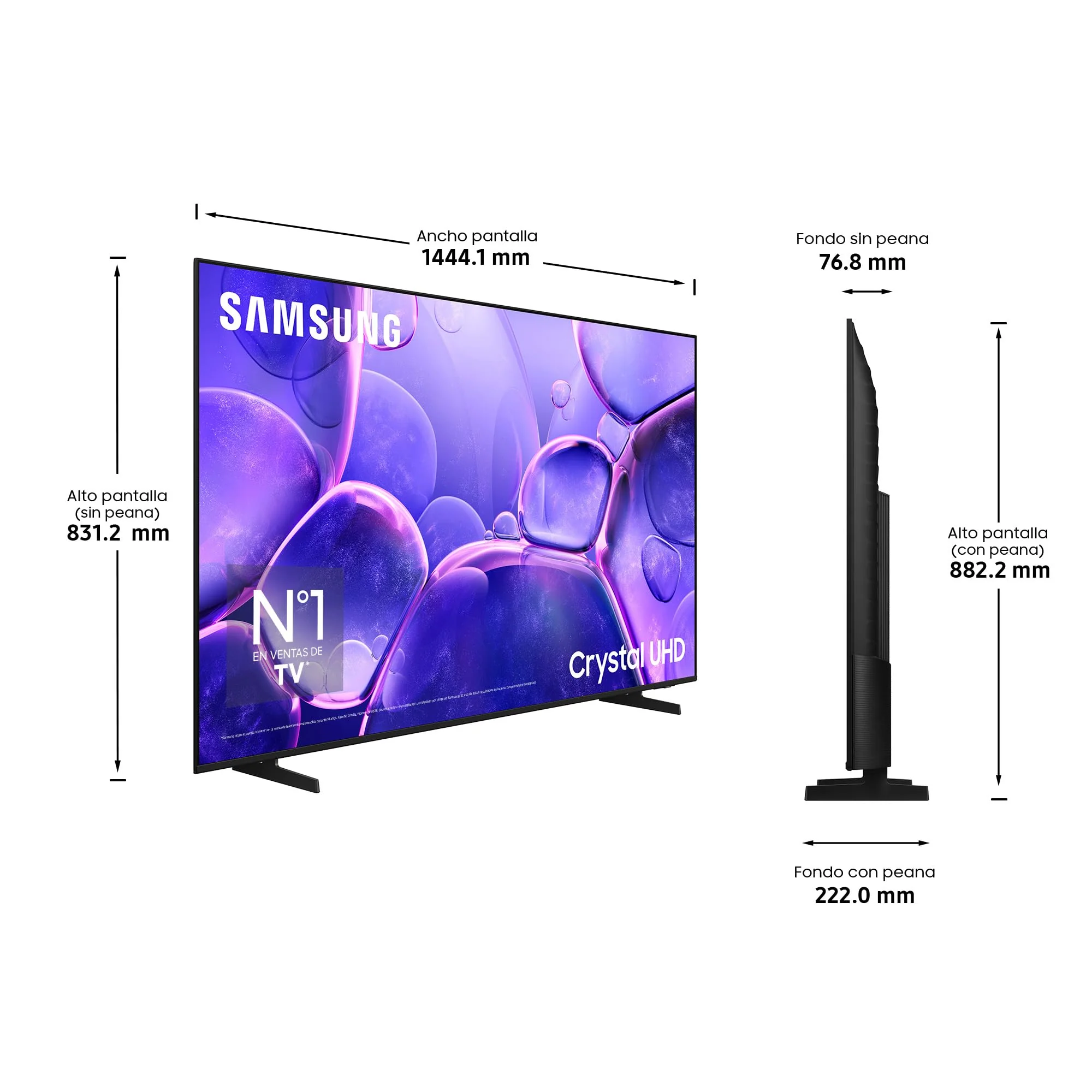 Samsung 65 Inch Crystal UHD U8005 4K Smart TV, Amazing Colors with Crystal Processor 4K, Listen to All Speakers with Q-Symphony, Knox Security Protected Data and Gaming Hub Energy Class G