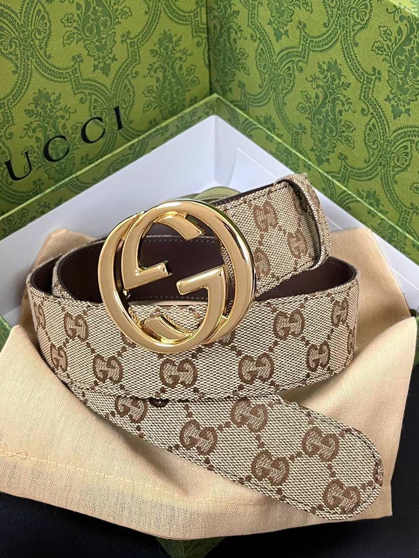 [TOP] GUCCI GG Belt Canvas - Apricot - 711 Luxury