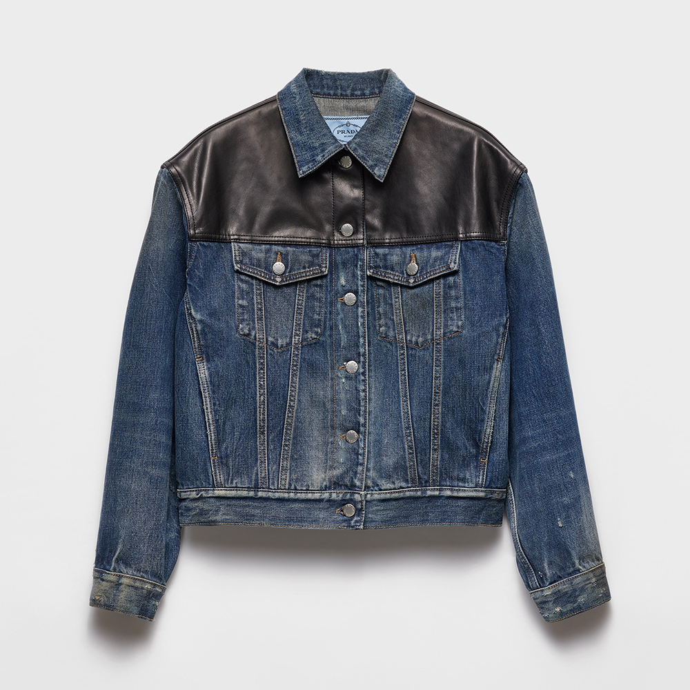 Prada Clothing Prada Denim and Leather Blouson Jacket #395901 View 2 | Nigo Office