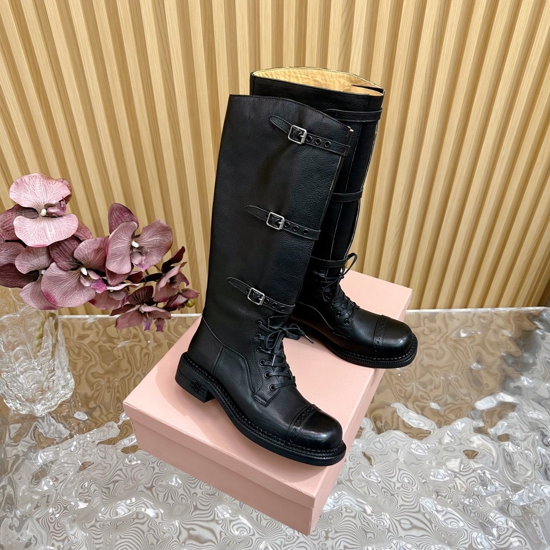 [TOP] Miu Miu Long Boots Calfskin - Black - 711 Luxury