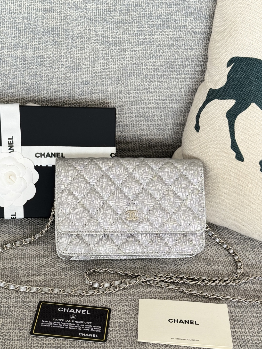 [TOP] CHANEL Woc Bag Cowhide 19x12x3cm - Silver & SHW - 711 Luxury