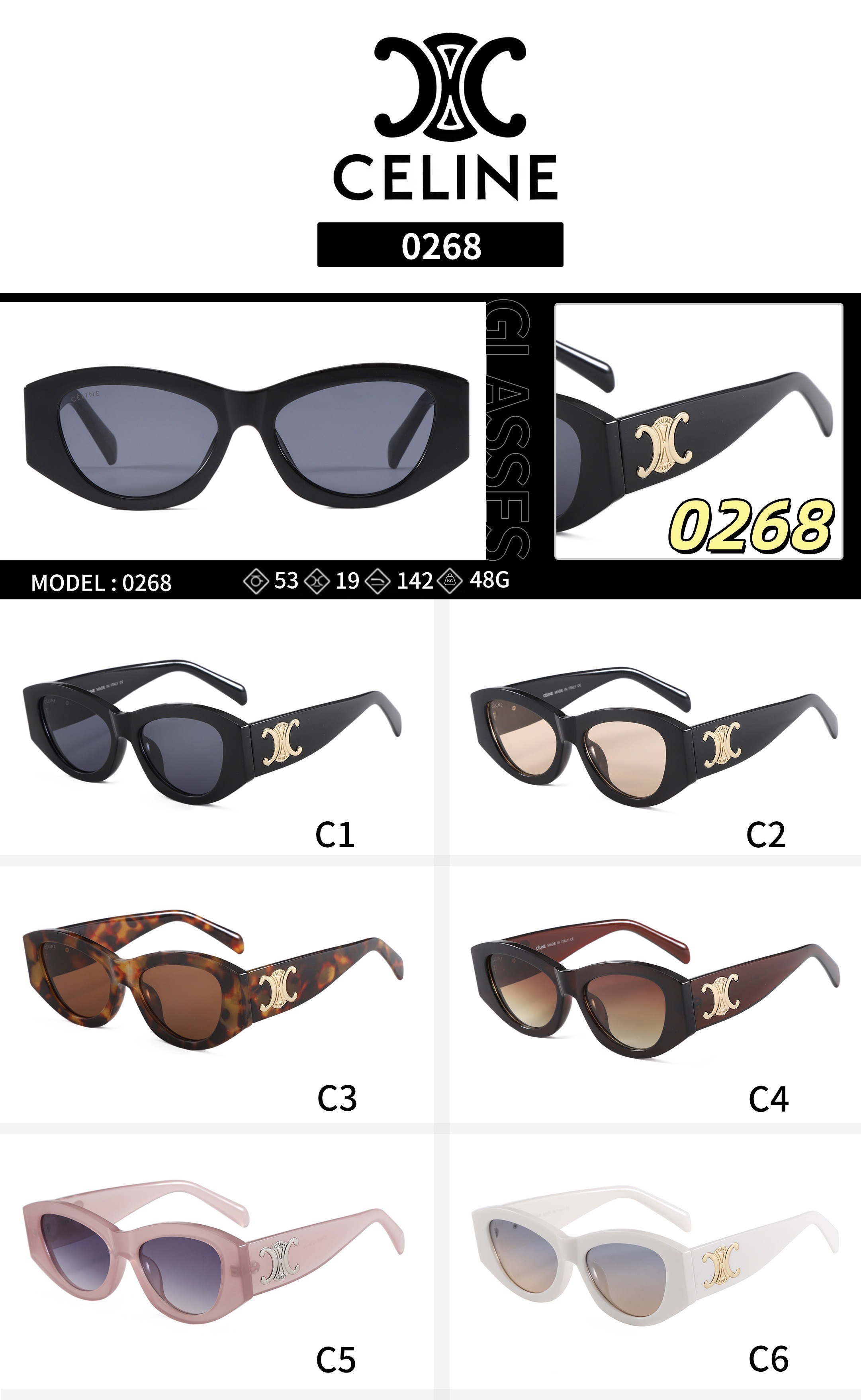 [TOP] CELINE Sunglasses - 6 Colors - 711 Luxury