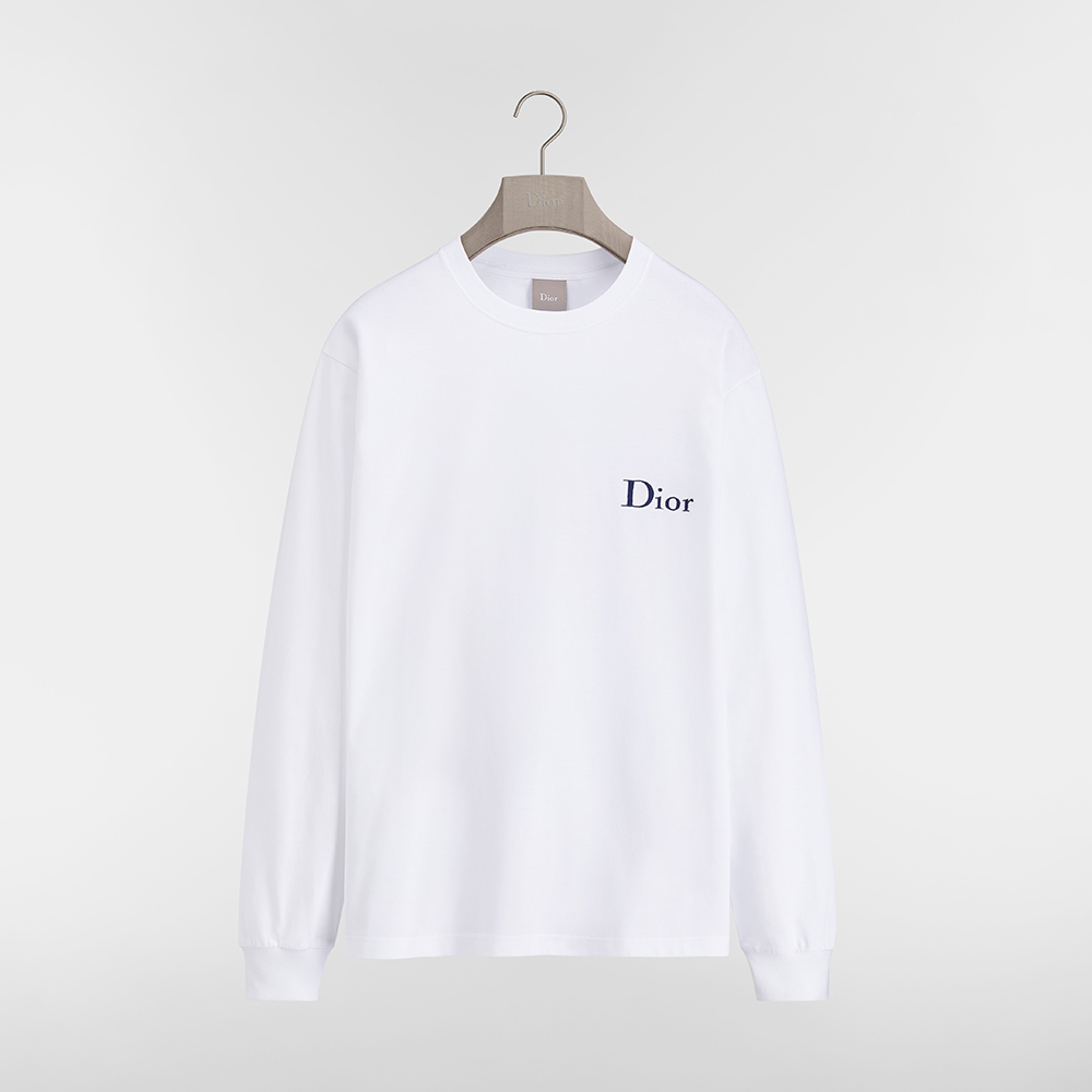 Dior white Clothing DIOR Long-Sleeved T-Shirt with Dior Embroidery Relaxed Fit White Cotton Jersey #395623 | Nigo Office