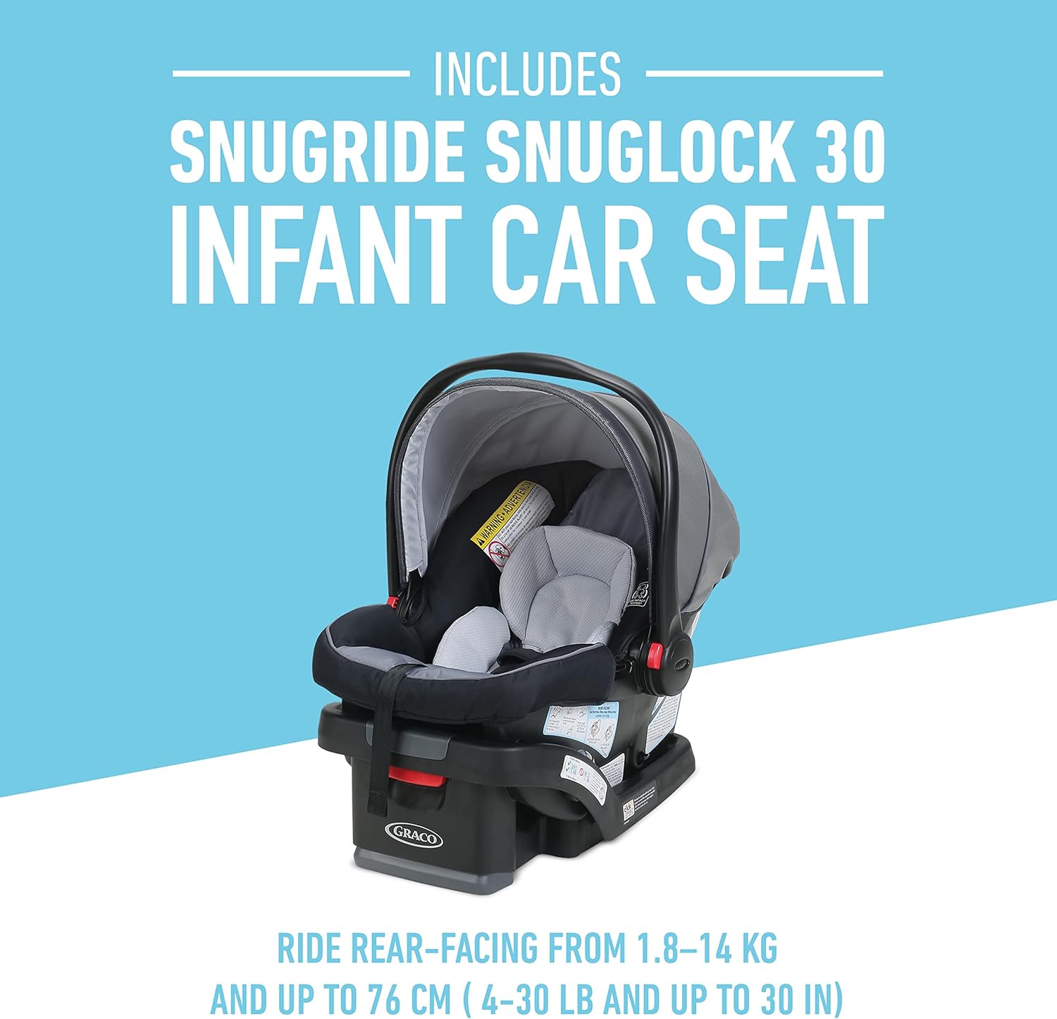 Graco FastAction Jogger LX Travel System, Compact Jogging Baby Stroller and Car Seat Combo with SnugRide SnugLock 35 Lite Infant Car Seat, Rear-Facing from 1.8-16 kg (4-35 lb), Mansfield