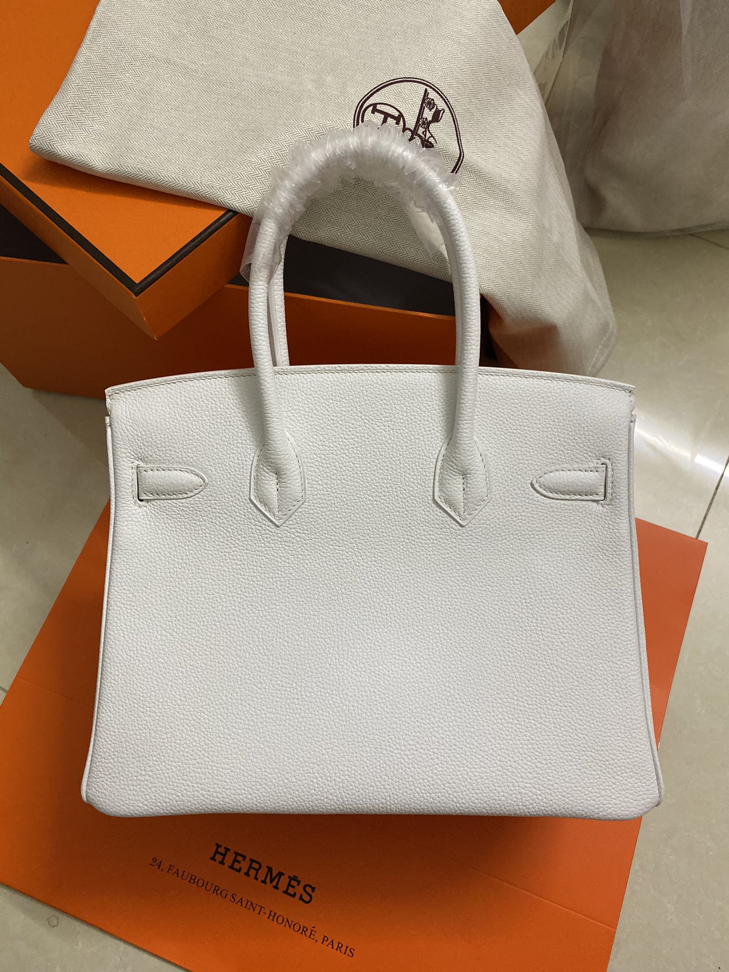 [TOP] HERMES Togo Birkin Bag 30cm - White&SHW - 711 Luxury
