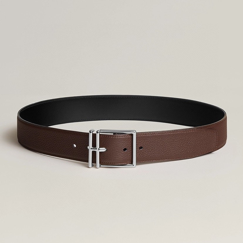 [TOP] HERMES Men's NATHAN 40 Calfskin Belt - Black - 711 Luxury