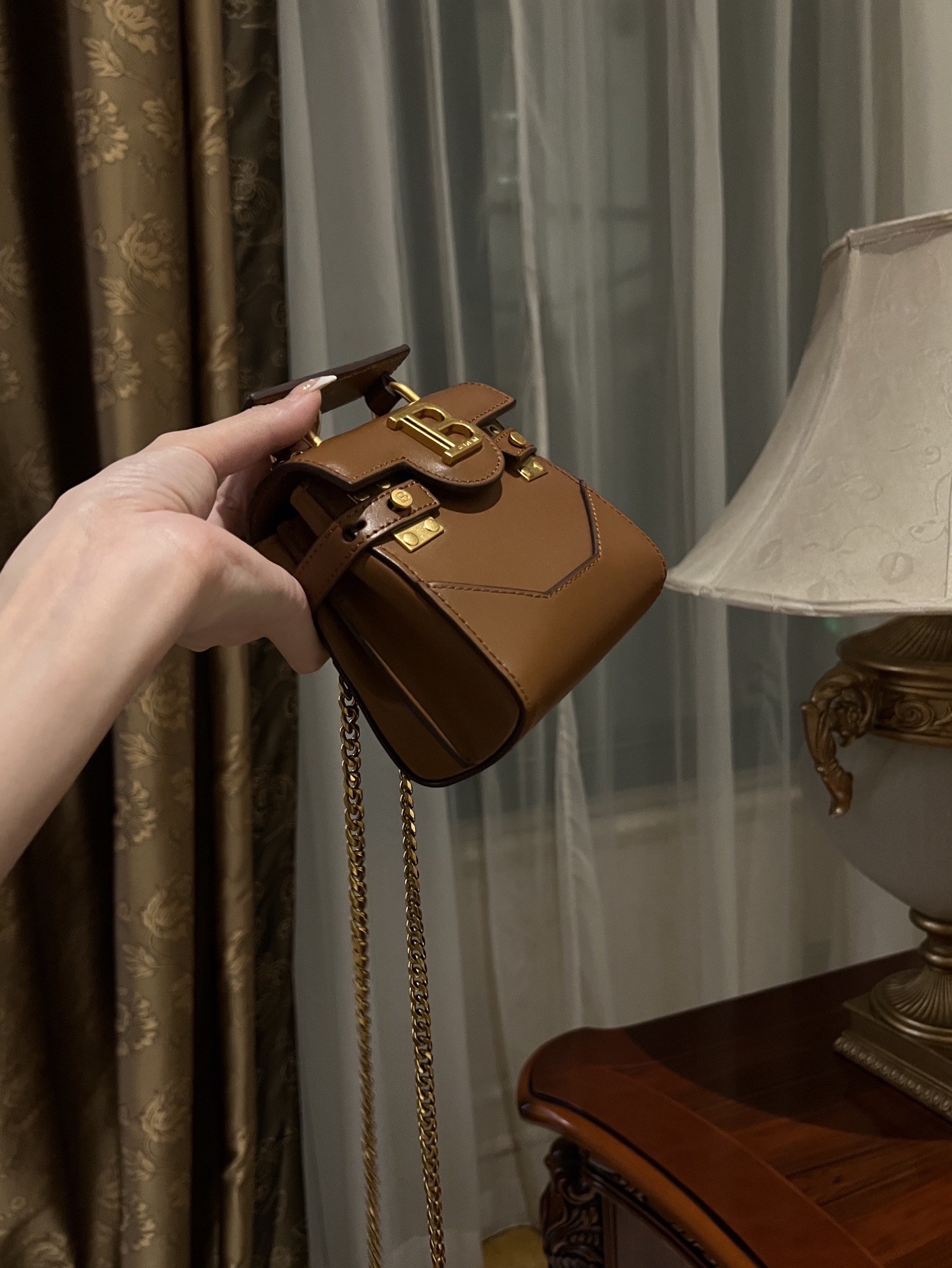 [TOP] BALMAIN Cowhide Mini Bag - Brown - 711 Luxury