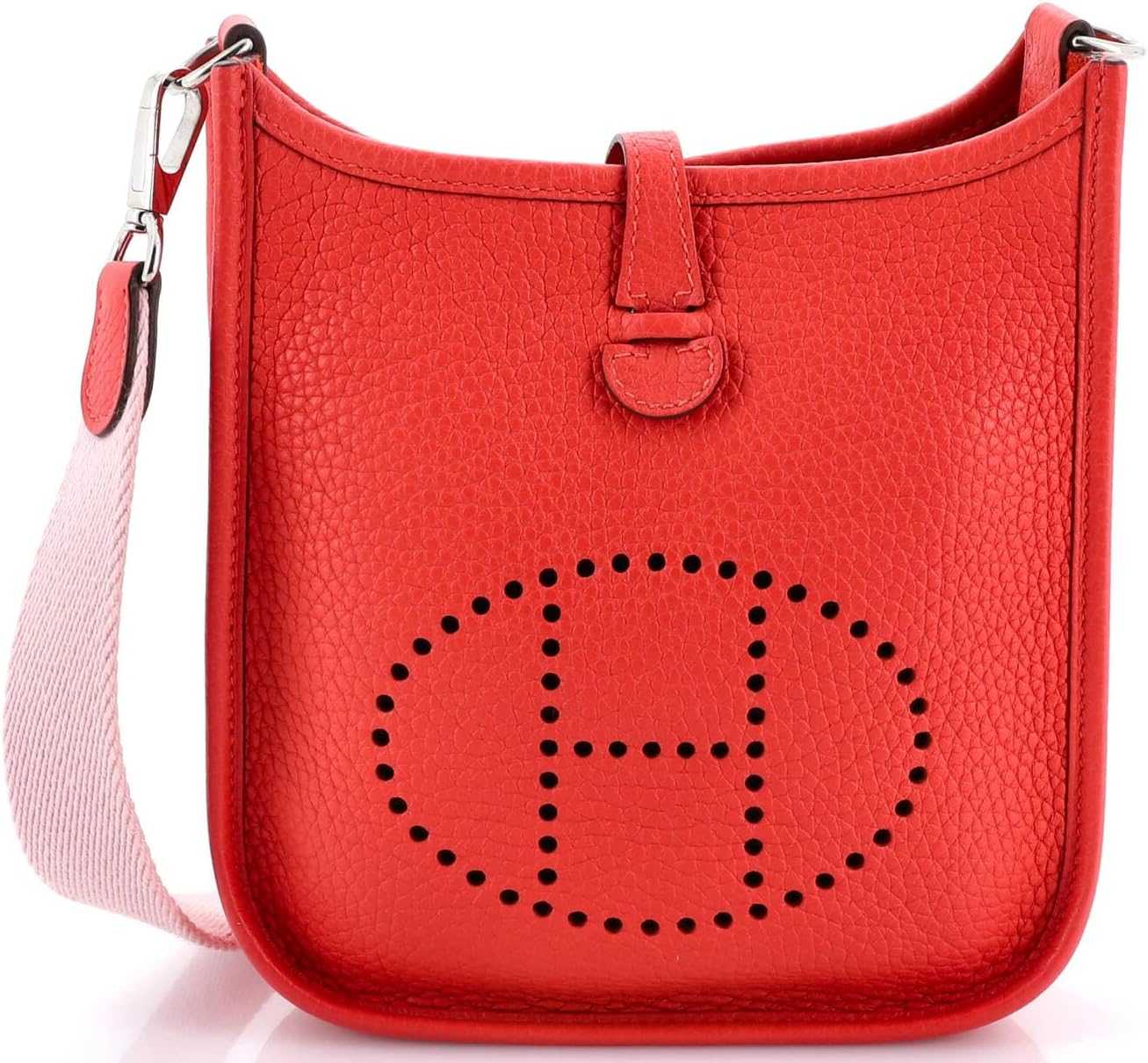 Hermès, Pre-Loved Evelyne Bag Gen III Clemence TPM, Rouge Pivoine
