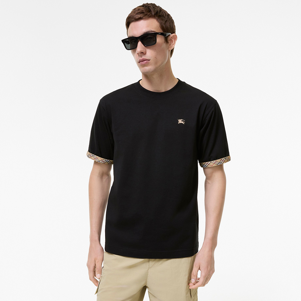 Burberry Check Trim Cotton T-shirt #383937