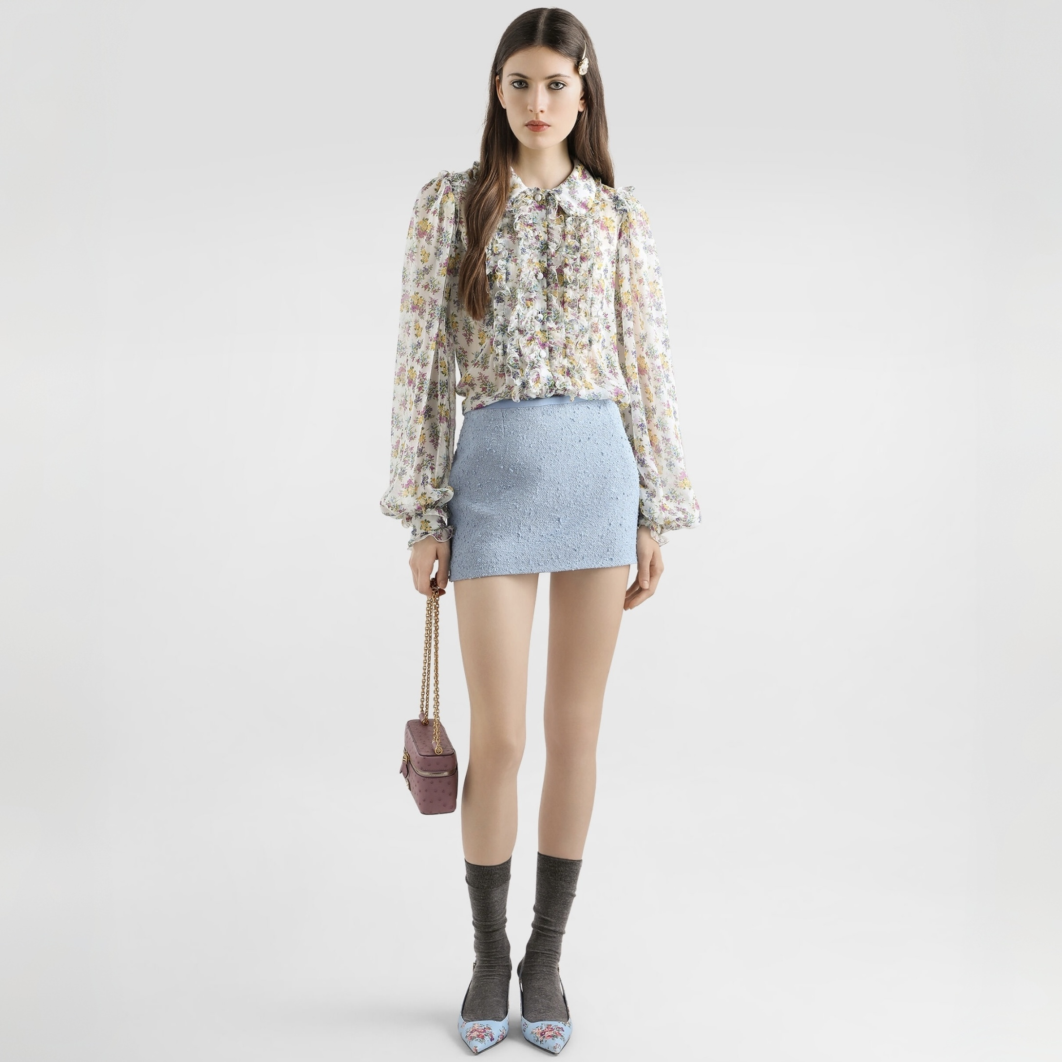 Dolce & Gabbana Clothing Dolce & Gabbana Floral Print Chiffon Shirt #381877 View 2 | Nigo Office