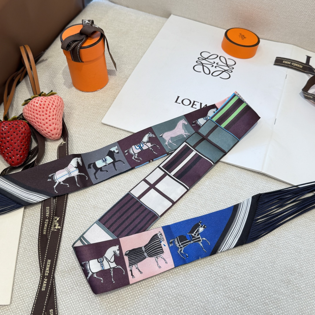 [TOP] HERMES Twilly Scarf - Blue - 711 Luxury