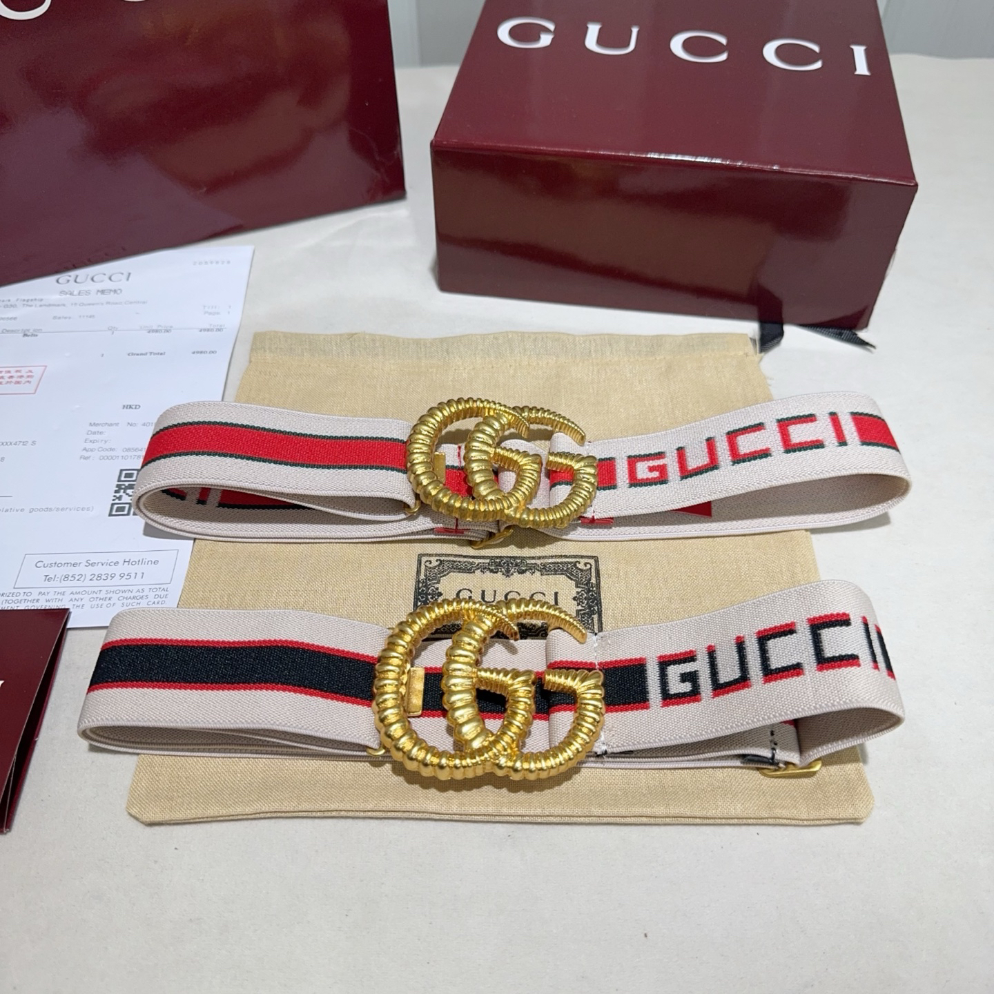 [TOP] GUCCI Elastic Nylon Fabric Belt 3.8 cm - 2 Colors - 711 Luxury