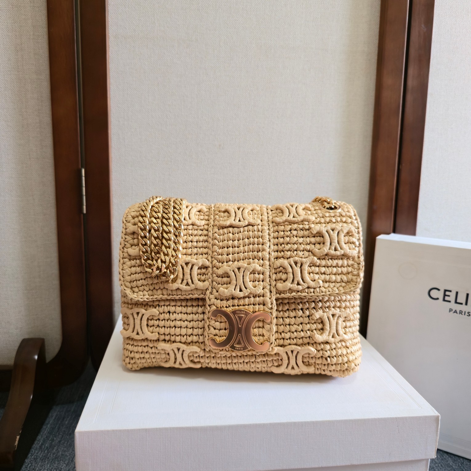 [TOP] CELINE Victoire Bag In Raffia 25x15x8cm - Beige - 711 Luxury