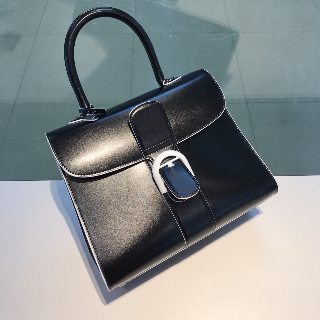 [TOP] Delvaux Brillant Bag Box Leather 28*15*22cm - Black - 711 Luxury