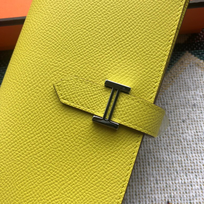 [TOP] HERMES Bearn Wallet Epsom Leather 17.5*9.5cm - Citron
