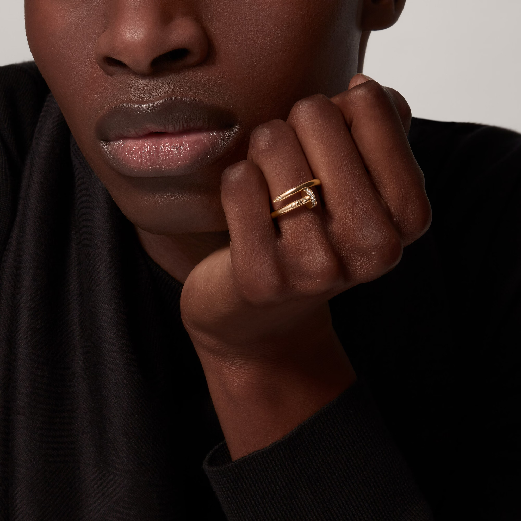 Carty Nails Solo Trace Ring Yellow Gold, Moissanite,Large Model