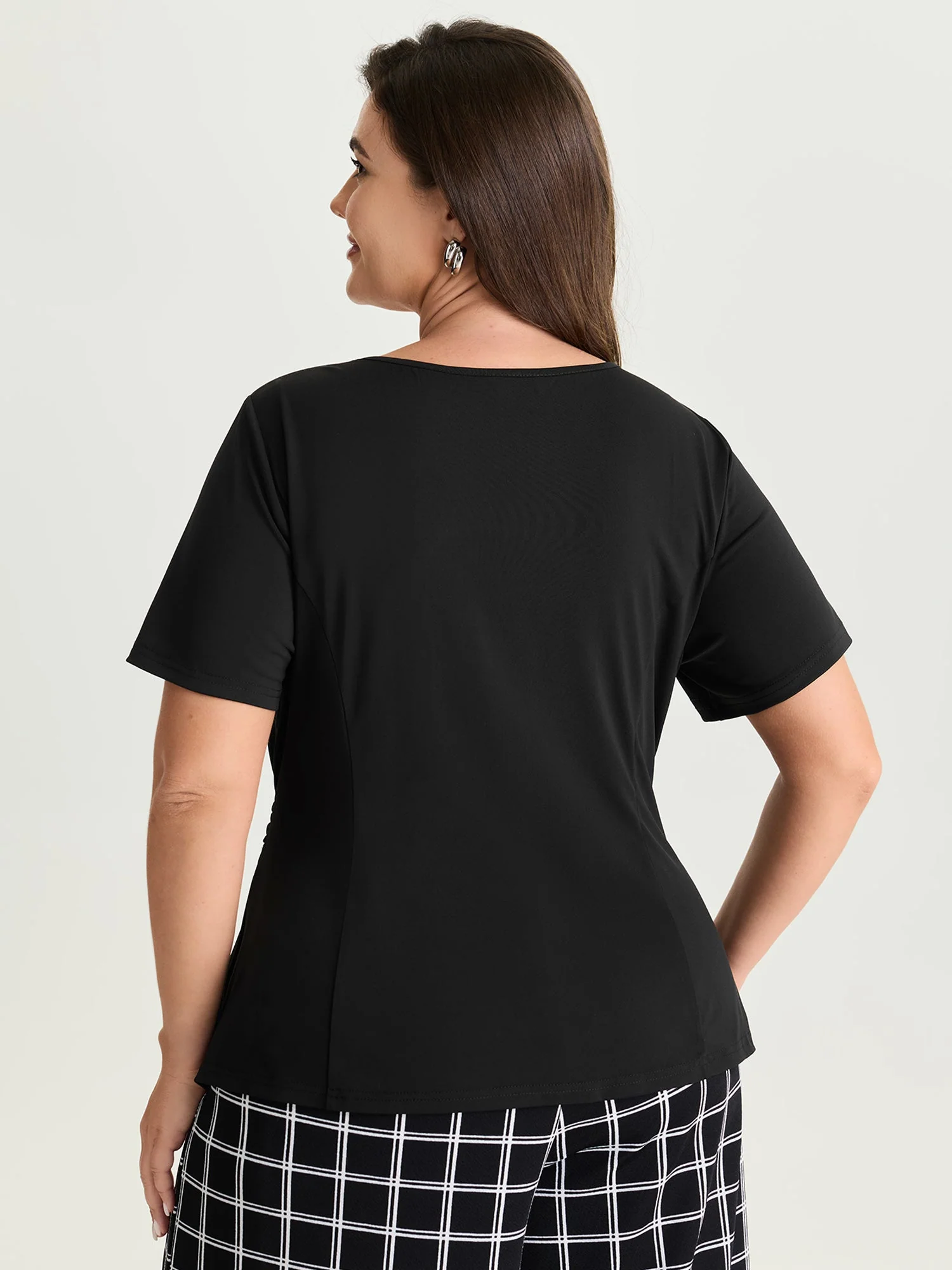 Supersoft Wrap Neckline Side Tie Plain Top
