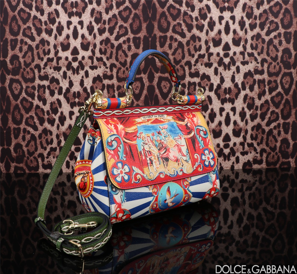 [TOP] Dolce & Gabbana D&G Printed Sicily Bag 25x12x20cm - White/Red