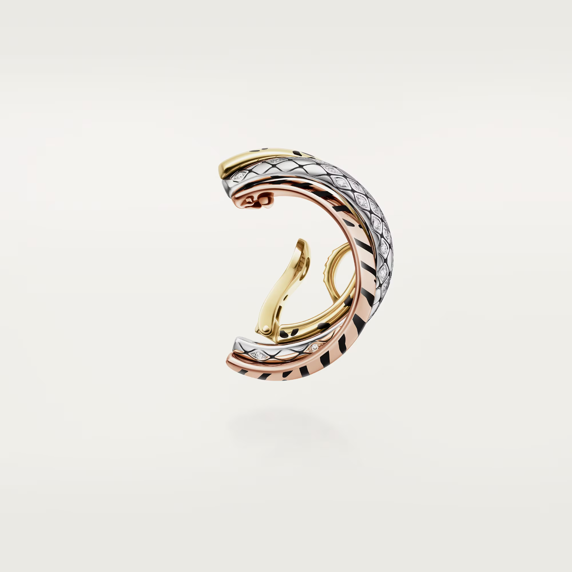 Carty Three Circles Earrings, Lacquer, Half-Paved