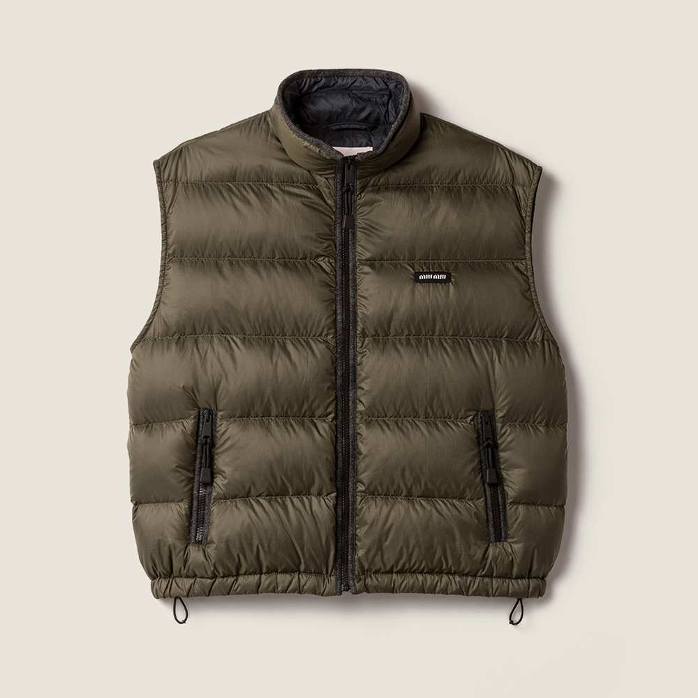 Designer green Clothing MiuMiu Forest Green Padded Light Pongé Vest #396832 | Nigo Office