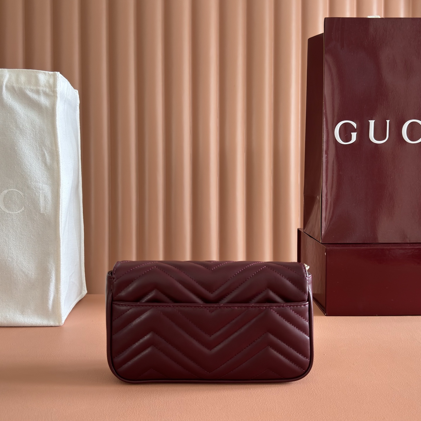 [TOP] GUCCI Marmont Mini Bag with Chain 21x12x5cm - Red & GHW